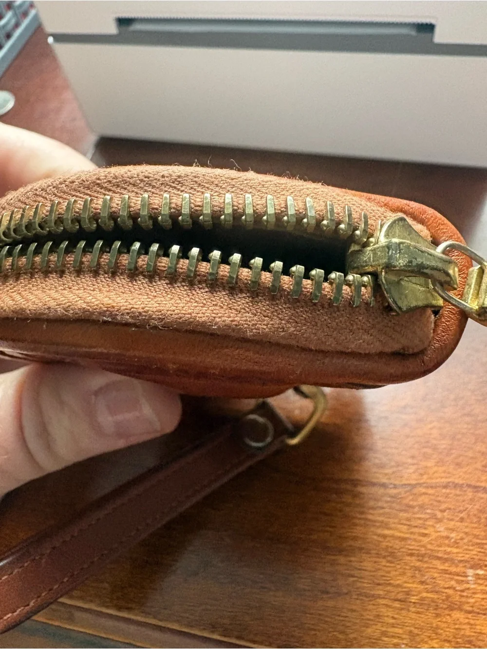 Dooney & Bourke Tan Embossed Duck Leather Patch Wallet